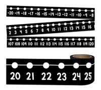 Number Line for Classroom Wall -20 to 120 Bulletin Board Border for Classroom Wall Decoration 32.5ft 1 Roll Math Classes Decor (Blackwhite)