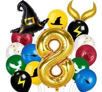 Number Magic Wizard School Balloons，40 inch Number 8 Balloons for Birthday Party, Magic Wizard Themed Party Decorations Birthday Decor