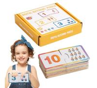 Number Match - Color Educational Toys | Kids Math Puzzle Flash Cards | Wooden Board Game Set Memory Sorting Kit For Boys Girls Travel Classroom Preschool Daycare Party, 20 Cards 1 Box