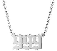 Number Necklace 999 Number Pendant Choker Jewelry Stainless Steel Link Chain SilPractical and Deft