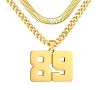 Number Necklace, Layered Necklace for Men, Jersey Number Necklace for Boy Athlete, 18+20 In Stainless Steels Chain for Men With Number Pendant, Basketball Football Baseball Number Necklaces for Boys