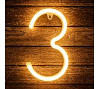 Number Neon Sign, Neon Number 3 Light, 22cm Warm White Number Light Sign for Birthday Party Backdrop Living Room Anniversary Christmas Wedding (Number 3)