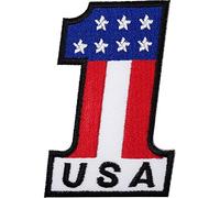 Number One 1 USA Flag Embroidered Iron Sew On Patch United States America Badge
