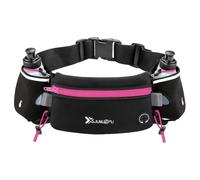 Number-one Running Belt with Water Bottles(2 x 175ML), Hydration Belt Waterproof Waist Pack Bag Fits iPhones Adjustable Sports Waist Pouch for Marathon Running Hiking Cycling, Rose Red, Rose Red,