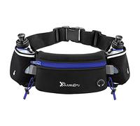 Number-one Running Belt with Water Bottles(2 x 175ML), Hydration Belt Waterproof Waist Pack Bag Fits iPhones Adjustable Sports Waist Pouch for Marathon Running Hiking Cycling, Blue, 80cm*12cm*0.5cm