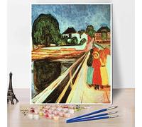 Number Painting for Adults Girls On A Bridge Painting by Edvard Munch DIY Oil Painting Paint by Number Kits