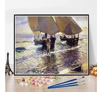 Number Painting for Adults The Arrival of The Boats Painting by Joaquin Sorolla DIY Oil Painting Paint by Number Kits