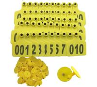 Number Plastic Livestock Ear Tag, 100PCS Large Size - Plastic Livestock Ear Tags 001-500 Number Farm Animal Tags Livestock Identification Ear Tag Blue(Yellow 6 * 7.5cm (2.36 * 2.95in),101-200)