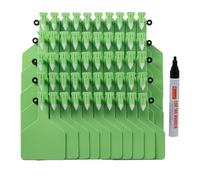 Number Plastic Livestock Ear Tag, Blank One Piece 50/100 Pieces Large Size TPU Z Label Ear Tags and Markers(Green,100pcs+Pen)