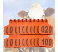 Number Plastic Livestock Ear Tag, Cow Tags Livestock Identification Ear Tags(Orange 6 * 7.5cm (2.36 * 2.95in),401-500)