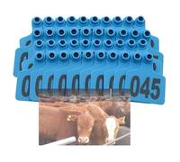 Number Plastic Livestock Ear Tag, Large Size，Cows Ear Tags Cattle Animal Identification Ear Tags with Numbers 001-500(Blue 4 * 5cm (1.57 * 1.96in),001-100)