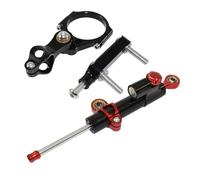 Number Plate Holder Motorcycle Adjustable Steering Damper Stabilizer Bracket Holder Full Set Fit For KAWASAKI Versys 650 KLE650 2015-2022 License Plate Holder(Black-Red Lever)