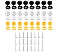 Number Plate Screws | 48pcs | 8x Black Caps | 8x Yellow Caps | 8x White Caps | 24x Screws | Number Plate Accessories