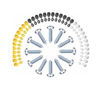 Number Plate Screws, 48Pcs Number Plate Screw Caps, License Plate Fixing Kit in Black, White, and Yellow (12 Each) Durable and Corrosion-Resistant for Secure Installation
