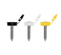 Number Plate Screws & Caps Kit 24PC Yellow Black White Caps With Screws