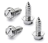 Number Plate Screws - Screw Set for Front and Rear Number Plate - Number Plate Bolt for Cars - Stainless Steel Screws (4 Pieces Chrome-Plated)