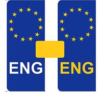 Number Plate Vinyl Stickers United Kingdom - EU Flag - ENG - 2 x set of 2 by Party Decor