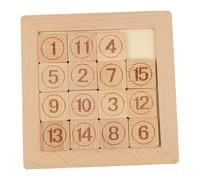 Number Puzzle, 5.3x5.3 Inch Wooden Sliding Puzzle with 15 Numbers, Educational Brain Teaser Slide Game, Smooth Slide Puzzles for Kids 3+ Sliding Super Game Puzzles for Kids