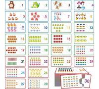 Number Puzzle Games, 60 Number Matching Puzzles Numbers 1-30 Double-Sided Self-Correcting Math Game, Early Learning Educational Toy for Beginner Preschool Toddlers
