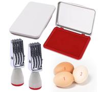 Number Roll Stamps Ink Pads - 2 Egg Dater Stamp Kit with 2 Red Ink Pads/Adjustable 4-Wheel Date Stamp for Farm Fresh Eggs Chicken Duck Turkey