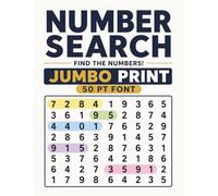Number Search for Seniors: 80 Extra Large Print Puzzles with Solutions | 50 PT Font for Low Vision Readers (Jumbo Print Senior Puzzles)
