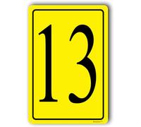 Number Sign 13,Number Signs For Public Spaces,Number Signs Outdoor,Numbered Sign for Parking Lots,Aluminum Number Signs for Tennis Court,8x12 Inch