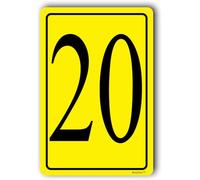 Number Sign 20,Number Signs For Public Spaces,Number Signs Outdoor,Numbered Sign for Parking Lots,Aluminum Number Signs for Tennis Court,8x12 Inch