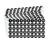 Number Stickers,500PCS Round Number Self Adhesive Stickers Black 1 to 50,1 Inch Sticky Round Number Consecutive Labels Waterproof for Office Kitchen Water Cup Marking,Classification School Supplies