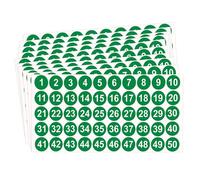Number Stickers,500PCS Round Number Self Adhesive Stickers Green 1 to 50,1 Inch Sticky Round Number Consecutive Labels Waterproof for Office Kitchen Water Cup Marking,Inventory Numbered Sticker