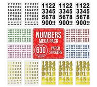 Number Stickers for Kids Learning & Classroom Activities - Over 630 Self Adhesive Paper Stickers 14 Sheets for Scrapbooking, Crafts, Birthday Cards, Gift Bags, Homeschool & Organisation