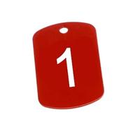 Number Tag Rectangular Aluminum Plate Personalized Customized Keyring Club ID Card Anti-Lost Series Keychain for Numbers(Red,1-100)