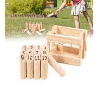 Number Timber Toss Game Stick Throwing Game made of Hardwood, with Wooden Crate,12 Stick, Wooden Throwing Game for Outdoor,Garden,Lawn,Party,Molkky Game for Family,Groups, 2-6 Players, 6+ Age