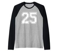 Number Twenty Five #25 Sports Team Uniform Birthday 25 Raglan Baseball Tee