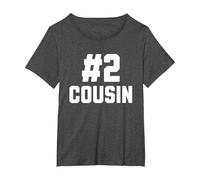 Number Two Cousin Funny Family Matching Greatest #2 Cousin T-Shirt, Women's Plus, Dark Heather Grey, 3X