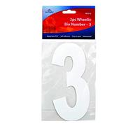 Number White Self-Adhesive 17 cm Set of 2 - No. 3 (WS513) Wheelie Bin Stickers - Design 1