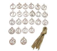 Number Wooden Calendar 1-24 Christmas Countdown Advent Calendar Number Pendants For Christmas Tree Hanging Ornaments Wooden Plates
