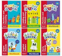 Numberblocks and Alphablocks Red Level 1 - 6 Workbooks Set Collection With Stickers - (Numberblocks Numbers and Counting, Adding and Subtracting, ... More) (Numberblocks & Alphablocks Workbooks)