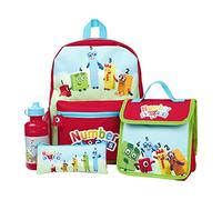 Numberblocks Kids Backpack 4 Piece School Set Including Lunch Bag, Water Bottle and Pencil Case