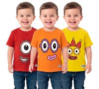 Numberblocks T-Shirts 3 Pack, Unisex Girls and Boys T Shirts | Multipack, Unisex Style, Front And Back Prints, Short Sleeves For All Years Round, Toddler to Kids Ages 18 Months To 6 Years