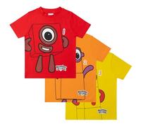 Numberblocks Unisex 3 Pack 100% Combed Cotton Short Sleeved T-Shirts Tops - 7-8 Years 128cm Multicoloured