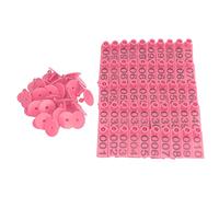 Numbered Cattle Ear Tags, PP Plastic Livestock Identification Markers, 100 Sets Pre Printed Numbered Animal Ear Tags for Cow Pig Sheep Goat Farm Management (Roseate)