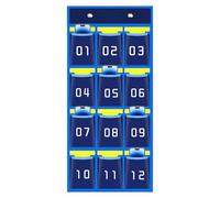 Numbered Classroom Pocket Chart - 30 Pocket Organizer with Hooks for Cell Phones, Calculators, Supplies, Keys | Wall Mount School Storage for disposi, blue, Consulte la descripción, See description