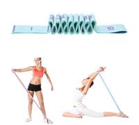 Numbered Exercise Resistance Band, 8-Section Elastic Stretching Belt with Clear Markings for Yoga, Pilates, Dance, Gymnastics, Full Body Workout (10 -Squares - Blue-Purple (Length 115cm))