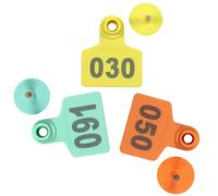 Numbered Livestock Ear Tags 100pcs, 1.9" X 1.5" TPU Plastic Farm Animal ID 001-1000 for Goats, Sheep, Cattle, Pigs(Yellow Orange,701-800)
