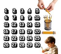 Numbered Pencil Toppers, Reusable Classrooms Pencil Labels for Teacher,Pencil Tracking Markers for Supply Stations and School Organization, Number 1-30，A