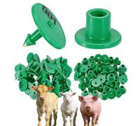 Numbered Round Ear Tags 001-1000 Counting Plastic Livestock Ear Tags with Numbers for Pigs, Cattle, Sheep and Goats (100 Pieces) Green 101-200