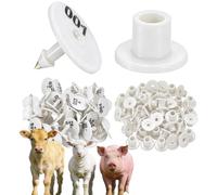 Numbered Round Ear Tags 001-1000 Counting Plastic Livestock Ear Tags with Numbers for Pigs, Cattle, Sheep and Goats (100 Pieces) White 101-200