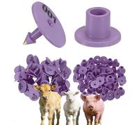 Numbered Round Ear Tags 001-1000 Counting Plastic Livestock Ear Tags with Numbers for Pigs, Cattle, Sheep and Goats (100 Pieces) Purple 101-200