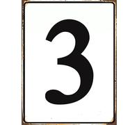 Numbered Sign 3, Aluminum Number Metal Signs for Tennis Court, 20x30 CM Outdoor Number Sign for Parking Lots and Public Spaces, Home Wall Store Business Decor Rust Free Outdoor Use