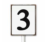 Numbered Sign 3, Aluminum Number Metal Signs for Tennis Court, 20x30 CM Yard Sign With Stake for Parking Lots and Public Spaces, Sturdy Weatherproof Rust Free Outdoor Use